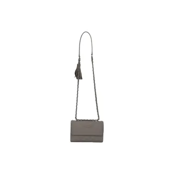 TORY BURCH Fleming PU Leather Small Square Bag, Handbag, Shoulder Bag, Crossbody Bag Women's Gray