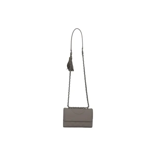 TORY BURCH Fleming PU Leather Small Square Bag, Handbag, Shoulder Bag, Crossbody Bag Women's Gray