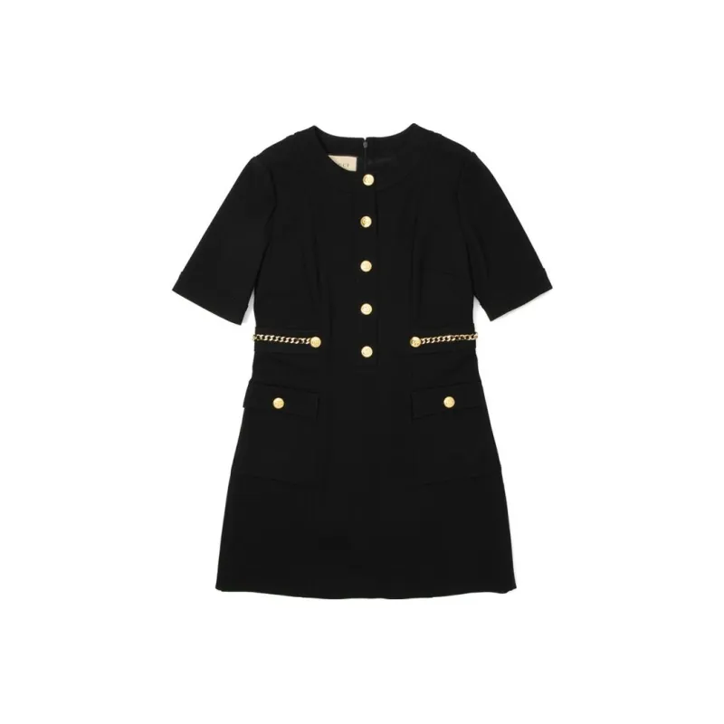 GUCCI Short Sleeved Dresses Women's Black-0