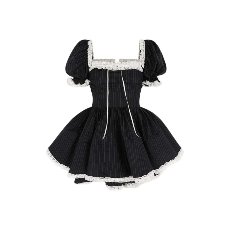 Selkie Collection FW24 Short Sleeved Dresses Women's Dark Blue Stripes Print-0