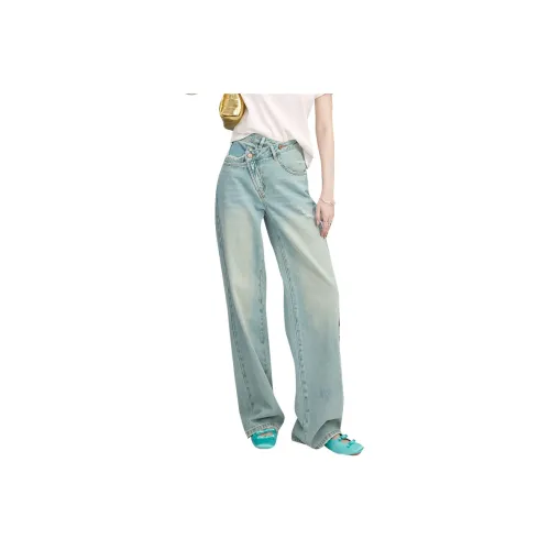 ELF SACK Jeans Women's Washed Denim Blue