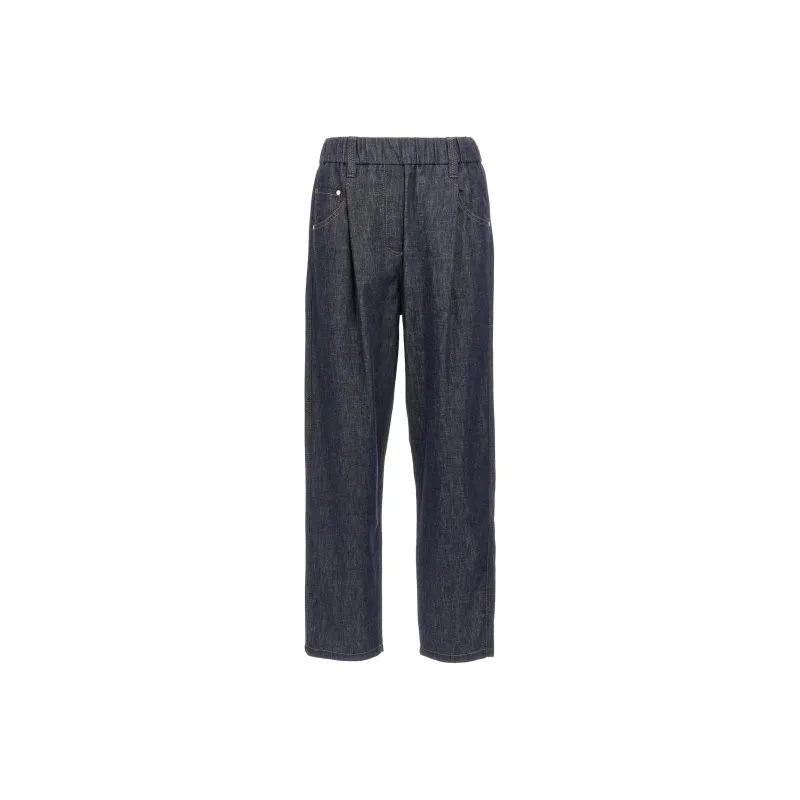 Brunello Cucinelli Elasticated Waistband Straight Leg Jeans-0