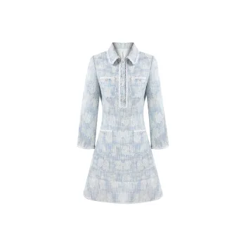 COCOON Parisian Chanel Inspired Style Long Sleeved Dress Women's Jacquard