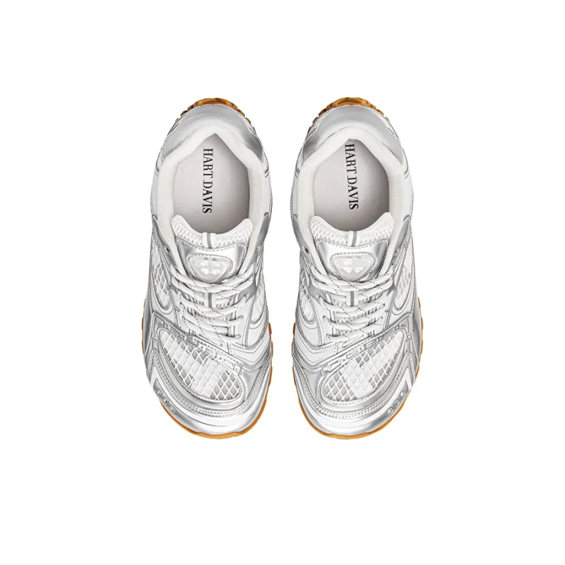 HART DAVIS Crooked Head Shoes Height Increasing, Breathable, Slip Resistant Low Top Casual Shoes Unisex Silver-2