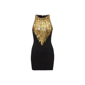 BALMAIN SS23 Sleeveless Dress Women's Black