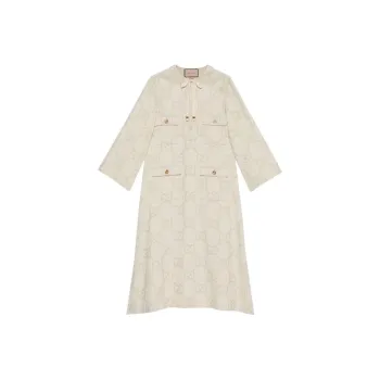 GUCCI FW22 Long-Sleeved Dresses Women's Light Yellow