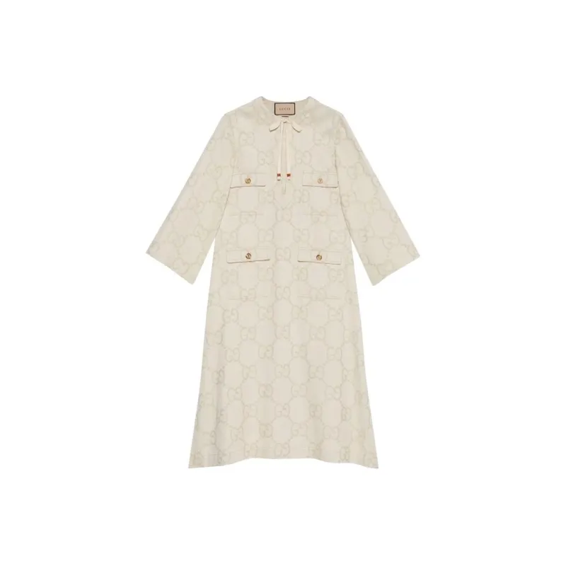 GUCCI FW22 Long-Sleeved Dresses Women's Light Yellow-0