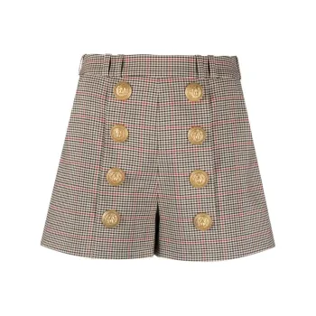 BALMAIN High Waist Button Embellished Shorts