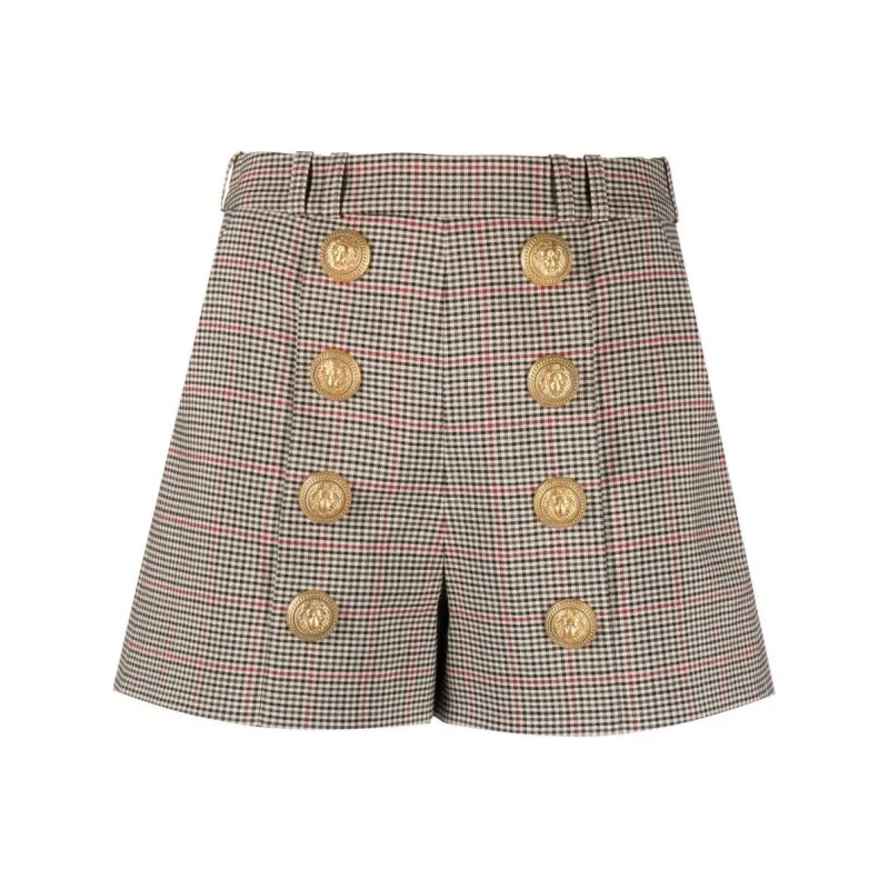 BALMAIN High Waist Button Embellished Shorts-0