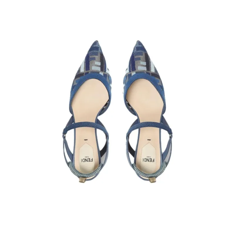 FENDI Colibrì Lite Slim Heel High Heels 5.5cm Women's Blue-3