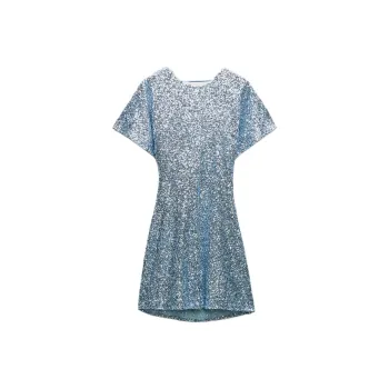 ZARA Short Sleeved Dress Women's Light Blue