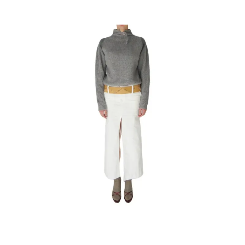 Gimaguas Denim Long Skirts Women's White-0
