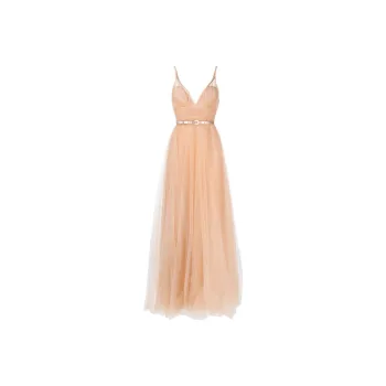 Elisabetta Franchi V-Neck Belted Maxi Dress