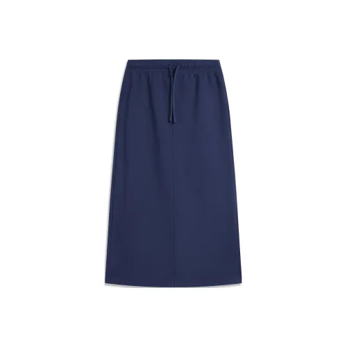 LiNing Weekend Youth Knit Long Skirt Women's Dark Ship Blue