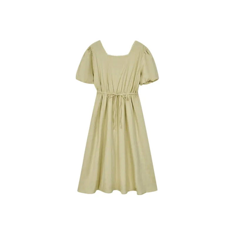 XIARIHUIZAIWANCANHOU Short Sleeved Dresses Women's Light Green-0