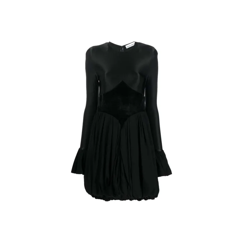 Paco Rabanne Panelled Crewneck Flared Dress-0