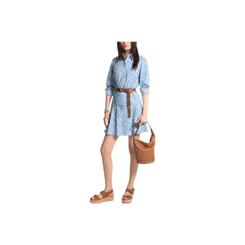 MICHAEL KORS Zebra Print Stretch Cotton Poplin Shirtdress