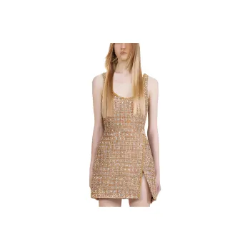 Self portrait Chinese New Year SS23 Sleeveless Dress Women's Camel Gold