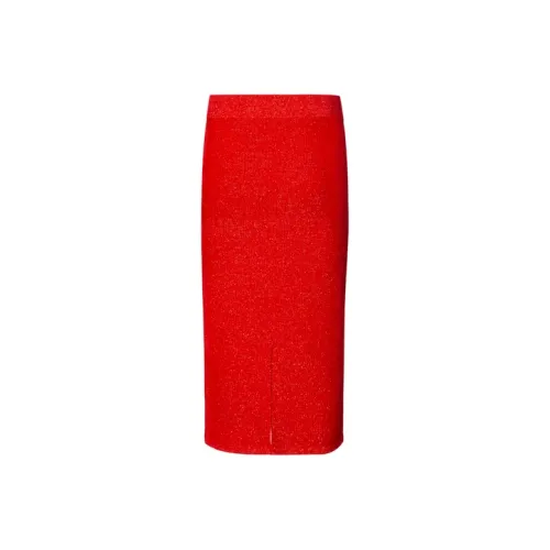 RARE Knit Long Skirt Women's Red