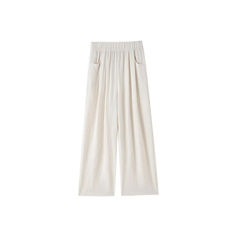 Ordifen Yamamoto Pants Loose Fit Straight Fit Wide Leg Cooling Draped Ice Silk Casual Pants Women's-0