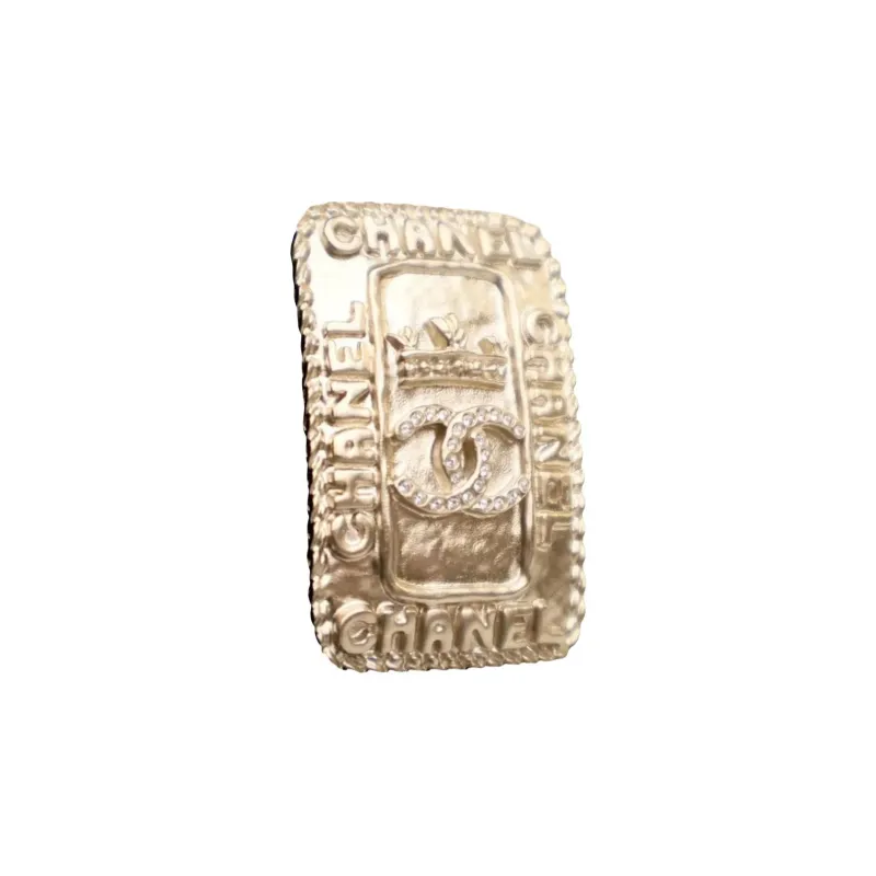 CHANEL 20th Century Plated Cc Crystal Crown Brooch Costume Brooch-1