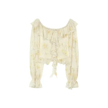 ELF SACK Chiffon Shirts Women's Soft Yellow Cream