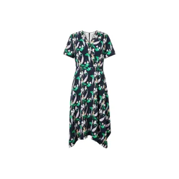 JZ. ANNAKRO Short Sleeved Dress Women's Floral Dark Blue