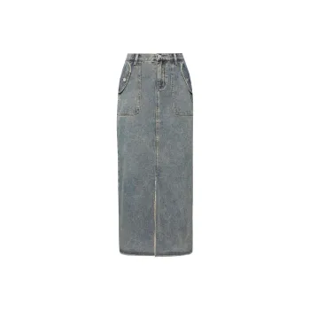 MEIYANG Denim Long Skirts Women's Light Blue