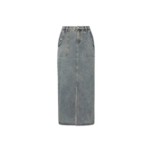 MEIYANG Denim Long Skirts Women's Light Blue