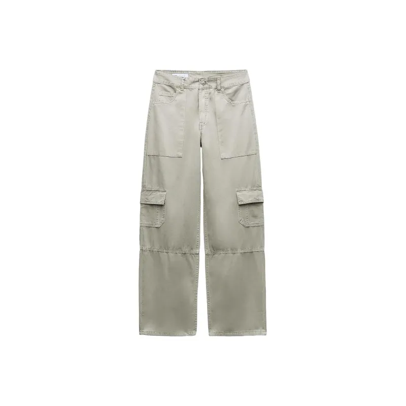 ZARA Cargo Pants Women's Light Khaki-0