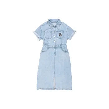 TCH Short Sleeved Dress Women's Denim Blue