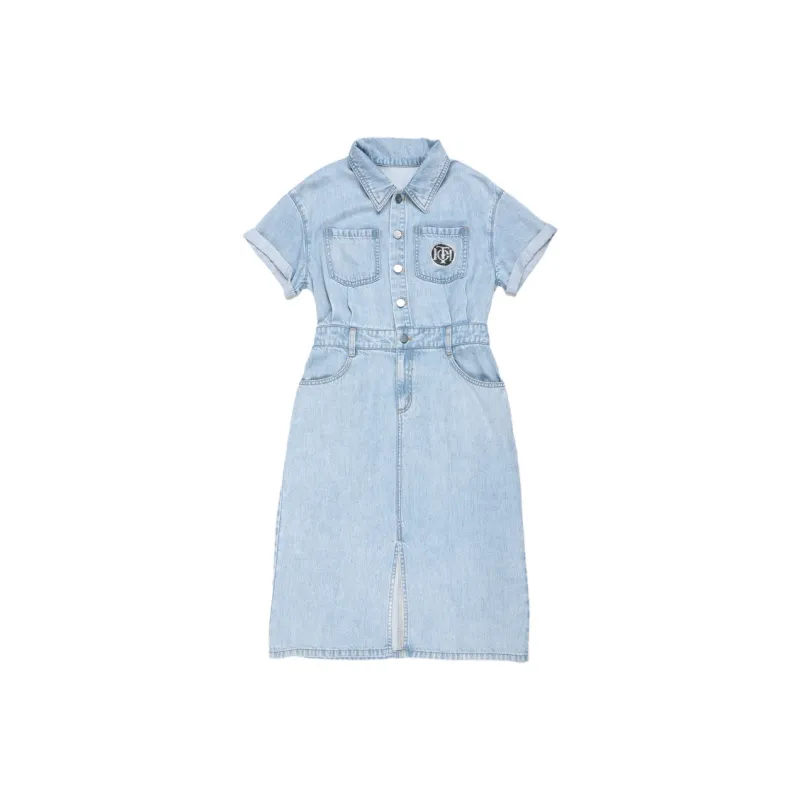 TCH Short Sleeved Dress Women's Denim Blue-0