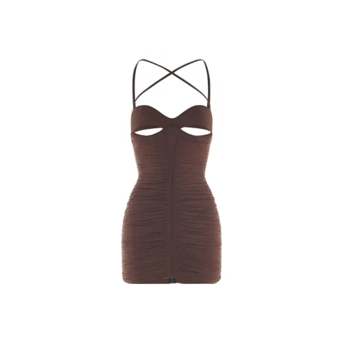 Mugler Cut Out Ruched Party Mini Dress