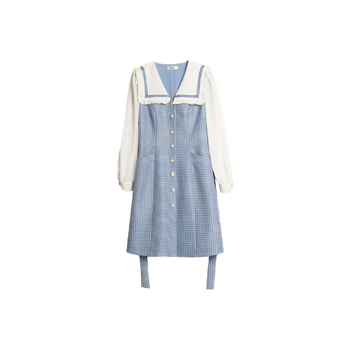 Olrain SS22 Patchwork Style Dress Sky Blue-0