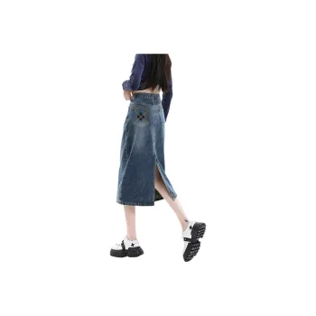 Weixi Denim Long Skirt Women's Blue