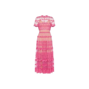 ELIE SAAB Lace Embroidered Midi Dress