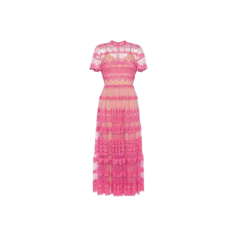 ELIE SAAB Lace Embroidered Midi Dress-0