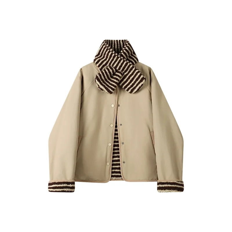 PAZZO Loose Fit Versatile Thickened And Fleece Lined Cotton Jacket Puffer Jacket Women's-6