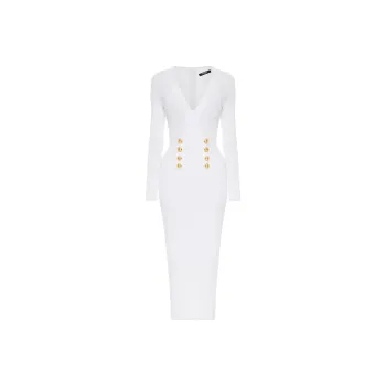 BALMAIN Long Sleeved Dress Women's White
