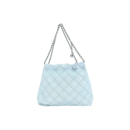 TORY BURCH Fleming Cotton HOBO Shoulder Bag Large Size Women's Light Blue