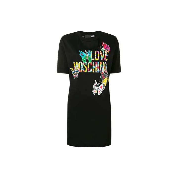 LOVE MOSCHINO Short Sleeved Dresses Women's Black-0