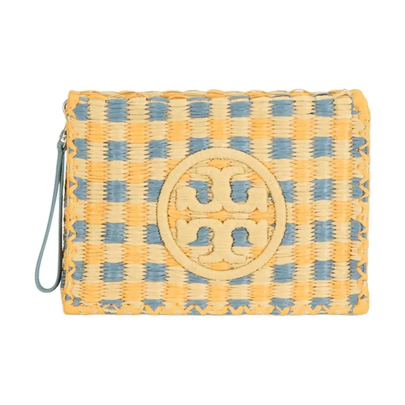 TORY BURCH Ella Raffia Clutch Women's Deep Turquoise-0