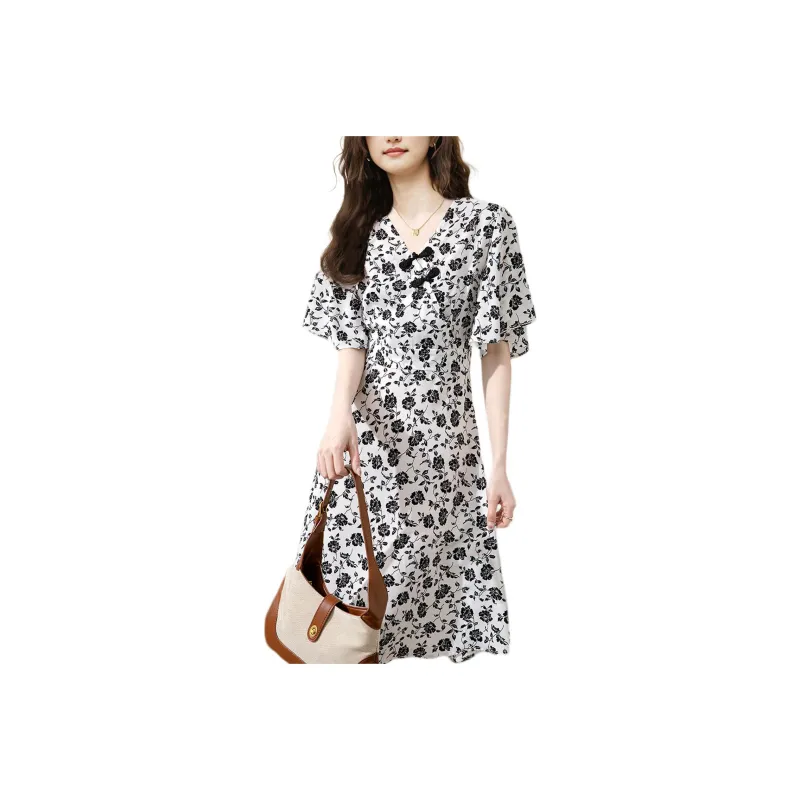 Wbwq Short Sleeved Dresses Women's White-0