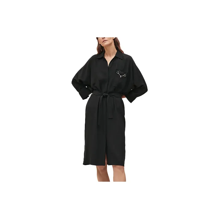 HERMES Long Sleeved Dress Women's Black-0