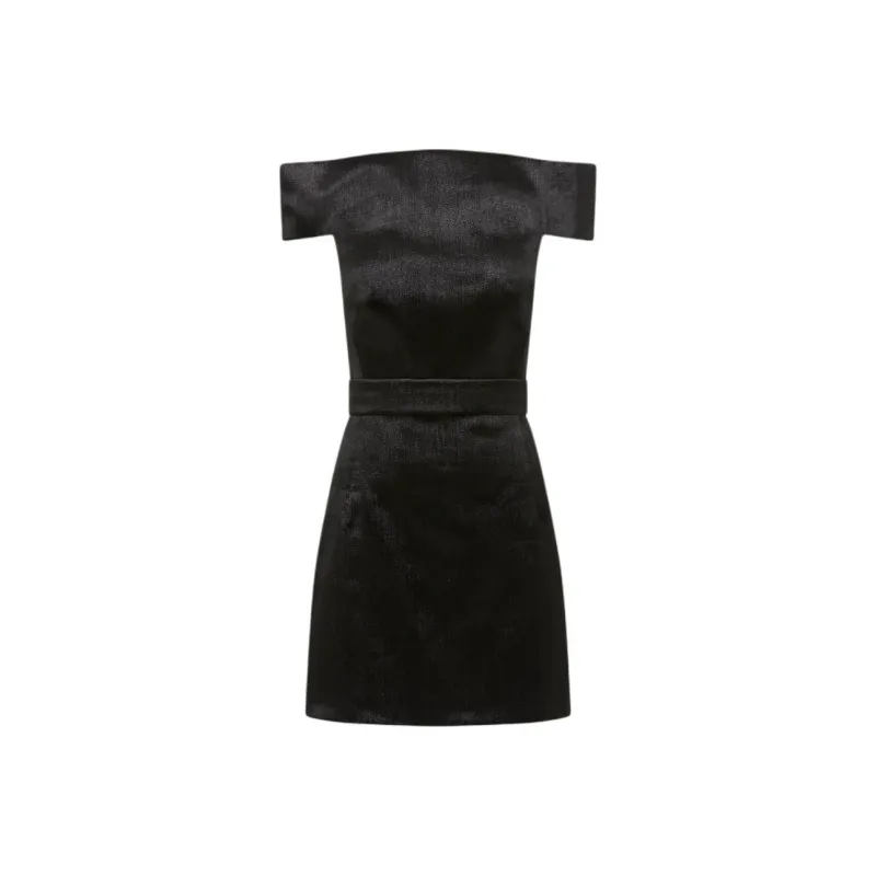 SCANLAN THEODORE Tinsel Mini Dress Short-Sleeved Dresses Women's Black-0
