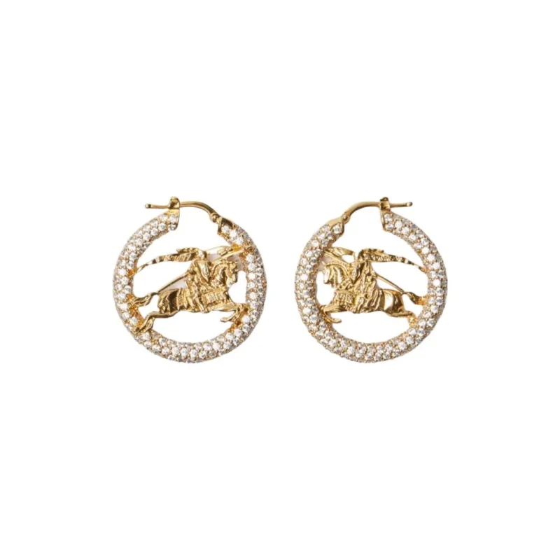 Burberry Brass Gold Plated, Cubic Zirconia Earrings Unisex Gold-1