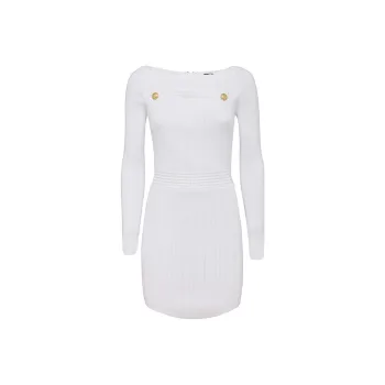BALMAIN Long-Sleeved Dresses Women's White