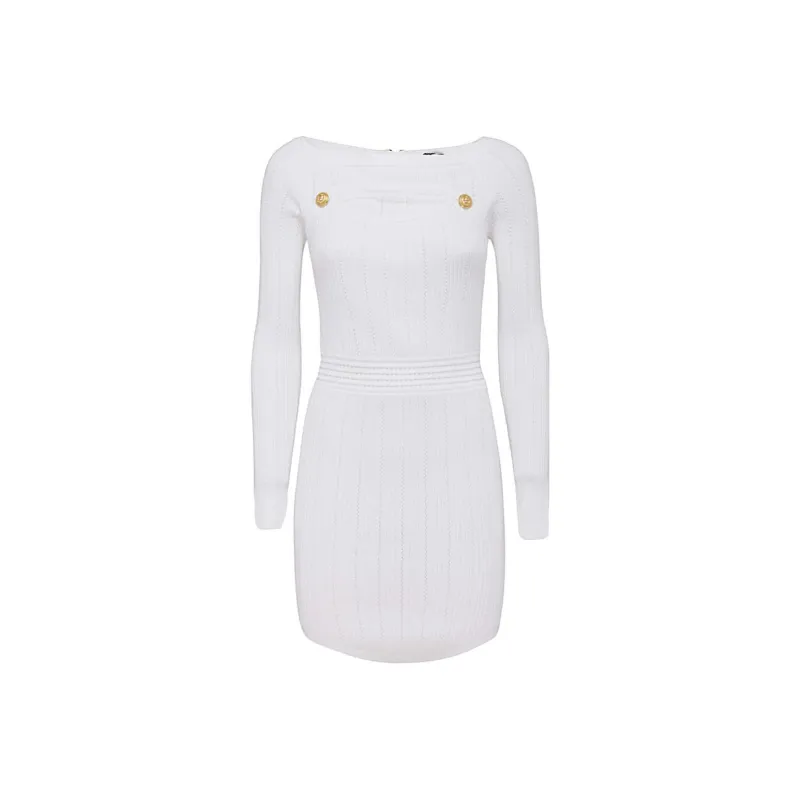 BALMAIN Long-Sleeved Dresses Women's White-0