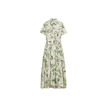 ZARA ZW Series Short-Sleeved Dresses Women's Green