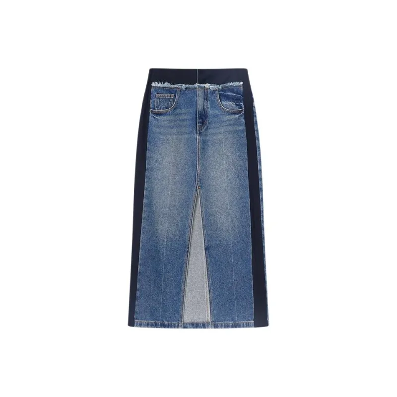 Goodland Denim Long Skirts Women's Vintage Blue-0